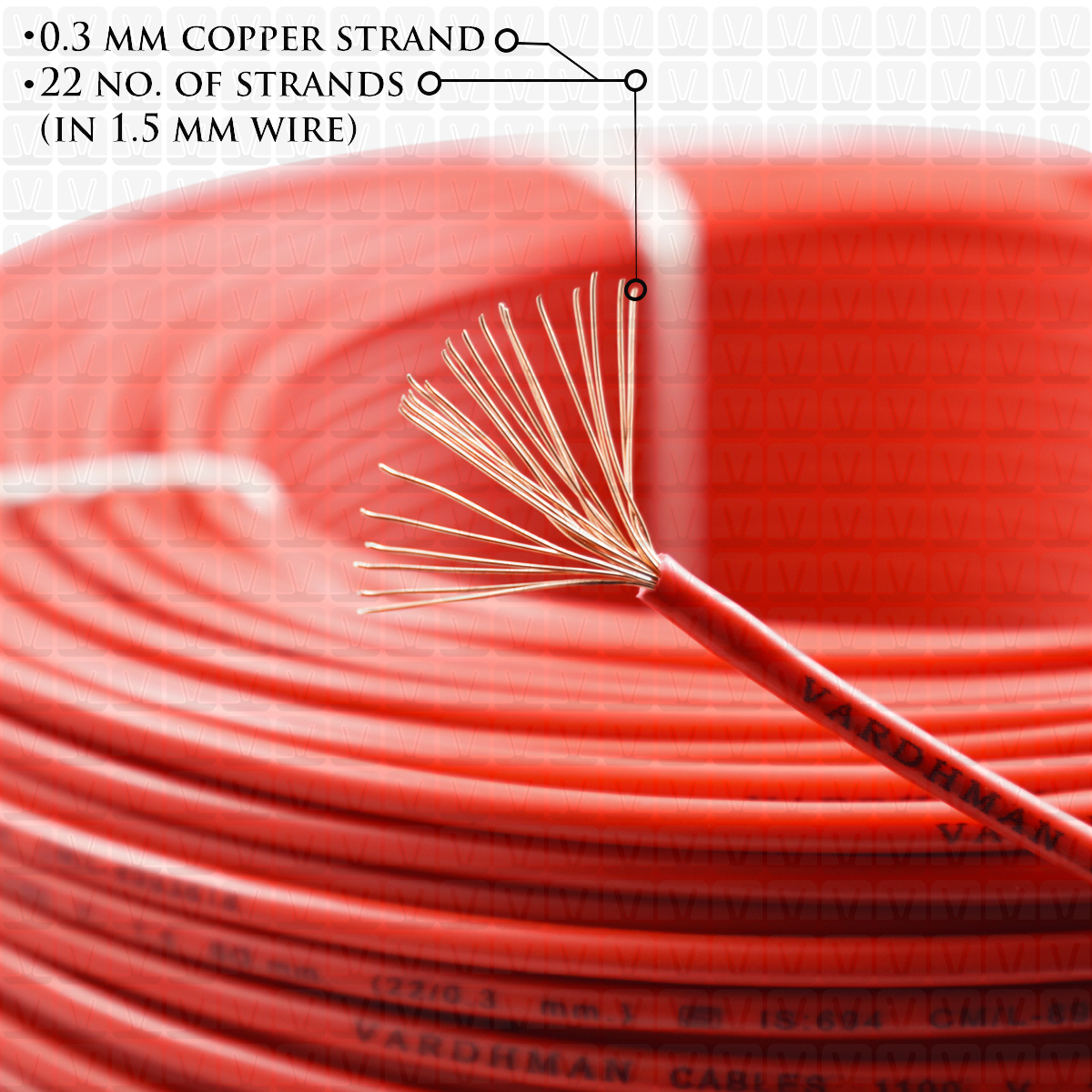 VARDHMAN 1.5 mm Wire Red (90 Mtr./Bundle)
