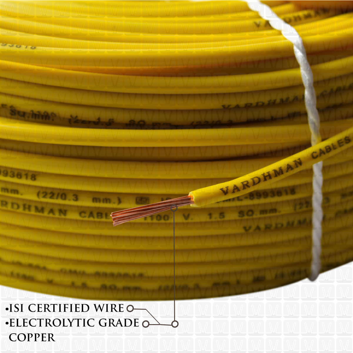 VARDHMAN 1.5 mm Wire Yellow (90 Mtr./Bundle)