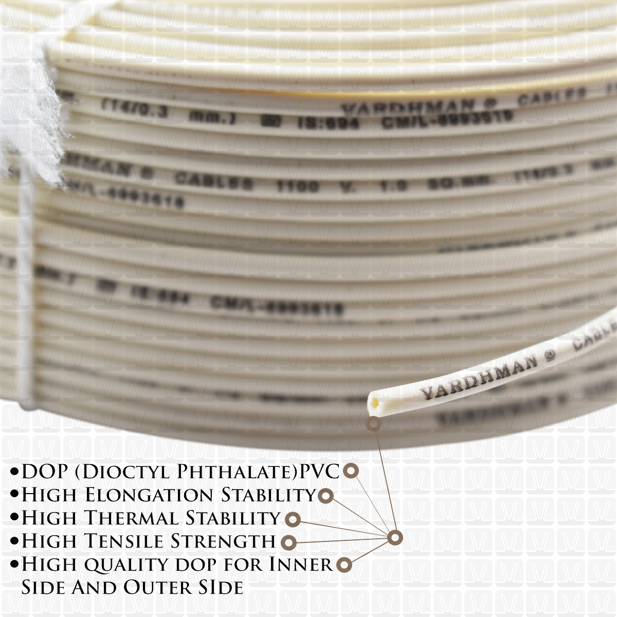 VARDHMAN 1.0 mm Wire White (90 Mtr./Bundle)
