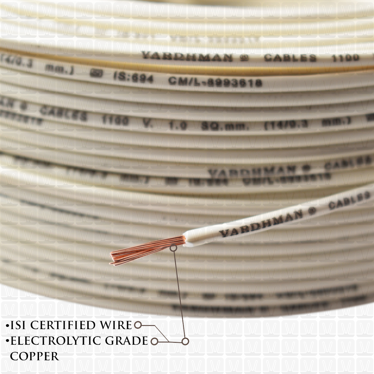 VARDHMAN 1.0 mm Wire White (90 Mtr./Bundle)