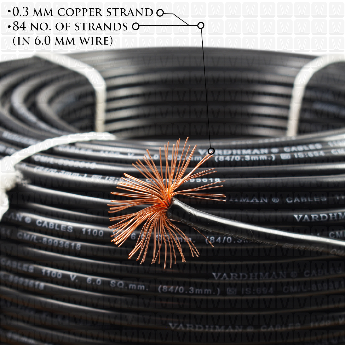 VARDHMAN 6.0 mm Wire Black (90 Mtr./Bundle)